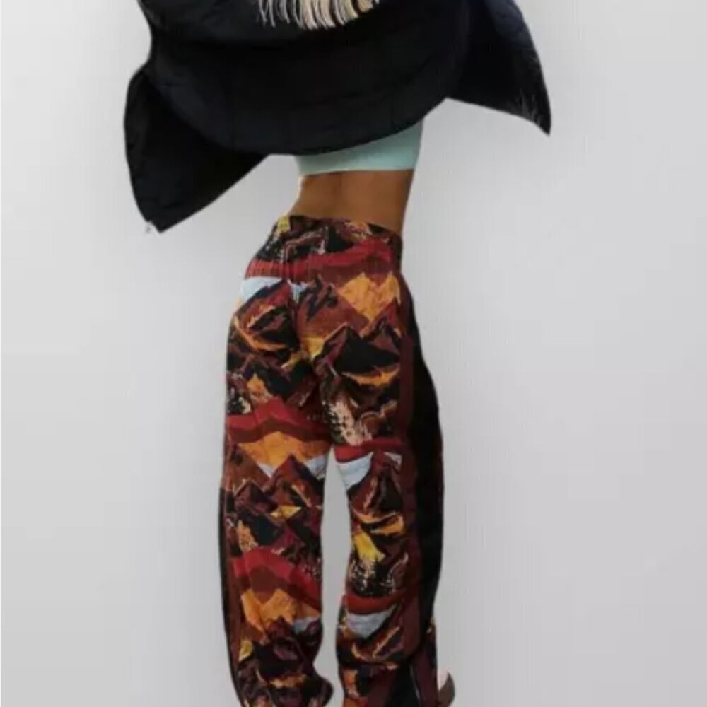 SOLD Free People Movement Printed End Zone Track Pants Ski Nic Route Mocha Small - Picture 2 of 13